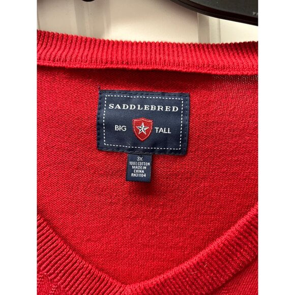 Saddlebred Big & Tall 3X Red Sleeveless Sweater Vest 100% Cotton Made In China - Picture 4 of 7